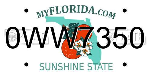 0WW7350 Florida License Plate