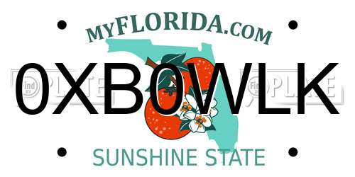 0XB0WLK Florida License Plate