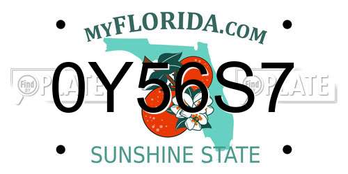 0Y56S7 Florida License Plate