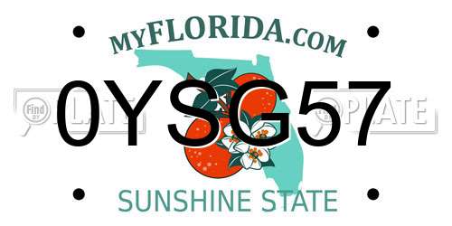 0YSG57 Florida License Plate