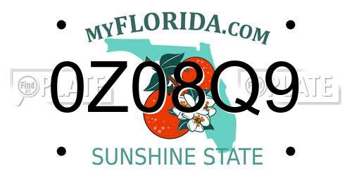 0Z08Q9 Florida License Plate