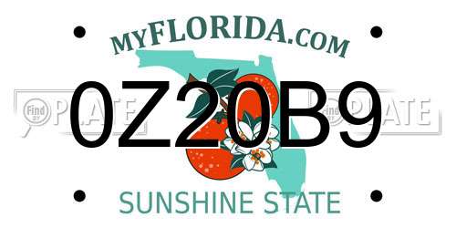 0Z20B9 Florida License Plate