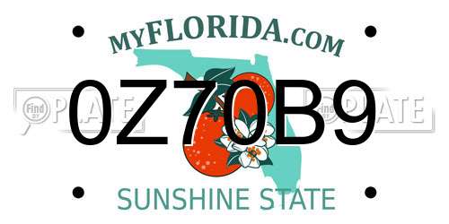 0Z70B9 Florida License Plate