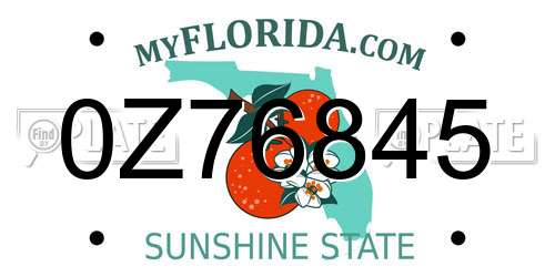 0Z76845 Florida License Plate