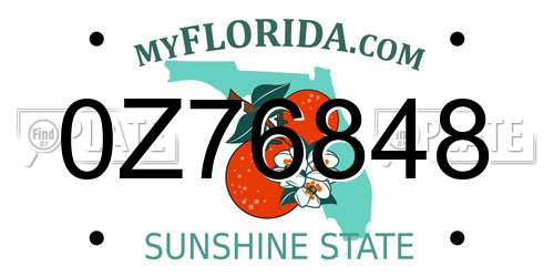 0Z76848 Florida License Plate