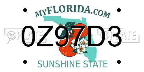 0Z97D3 Florida License Plate
