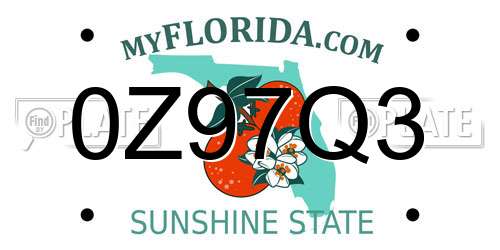 0Z97Q3 Florida License Plate