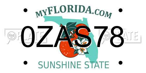 0ZAS78 Florida License Plate