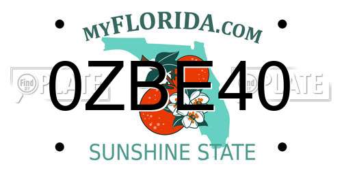 0ZBE40 Florida License Plate