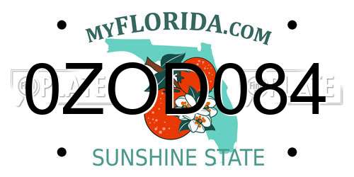0ZOD084 Florida License Plate