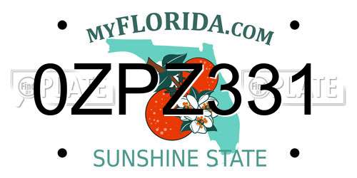 0ZPZ331 Florida License Plate