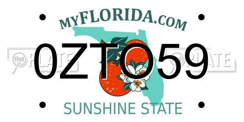 0ZTO59 Florida License Plate