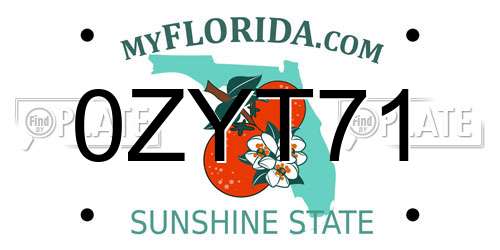 0ZYT71 Florida License Plate