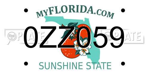 0ZZ059 Florida License Plate