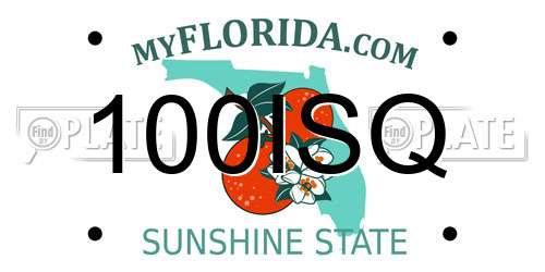 100ISQ Florida License Plate