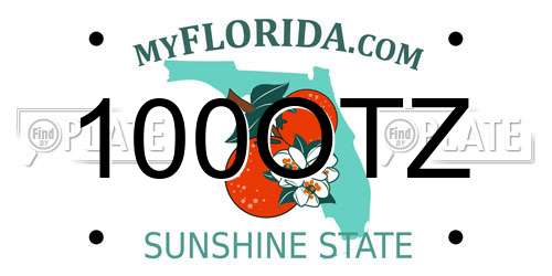 100OTZ Florida License Plate