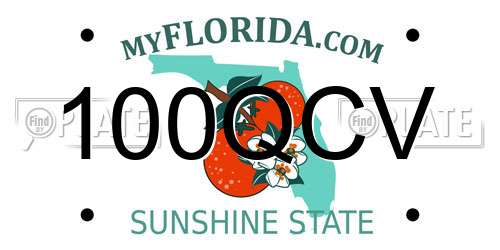 100QCV Florida License Plate