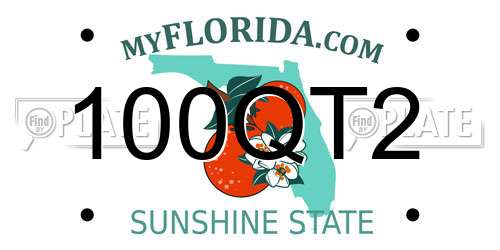 100QT2 Florida License Plate