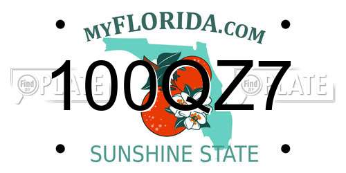 100QZ7 Florida License Plate