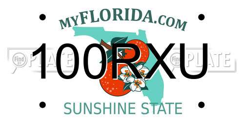 100RXU Florida License Plate