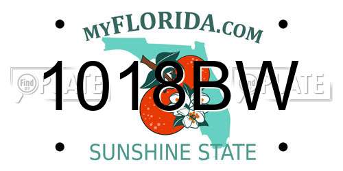 1018BW Florida License Plate