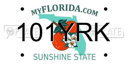 101YRK Florida License Plate