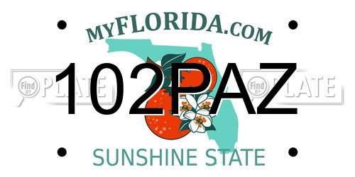 102PAZ Florida License Plate