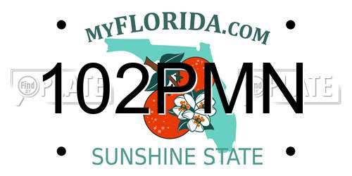 102PMN Florida License Plate