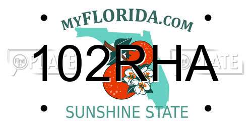102RHA Florida License Plate