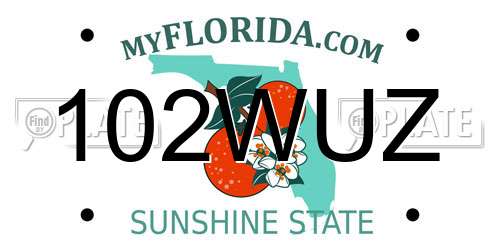 102WUZ Florida License Plate
