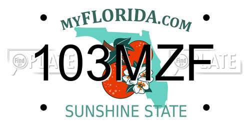 103MZF Florida License Plate