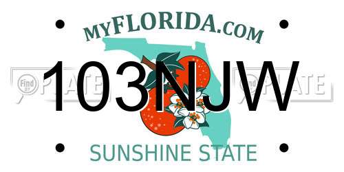 103NJW Florida License Plate
