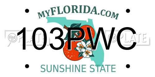 103PWC Florida License Plate