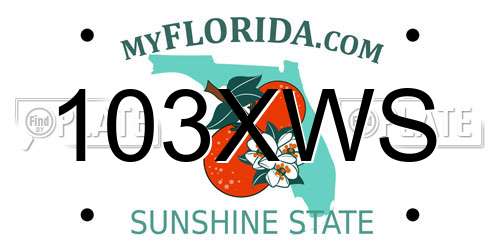 103XWS Florida License Plate