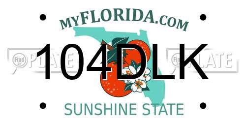 104DLK Florida License Plate