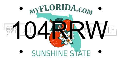 104RRW Florida License Plate