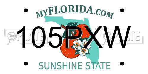 105PXW Florida License Plate