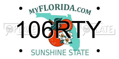 106RTY Florida License Plate