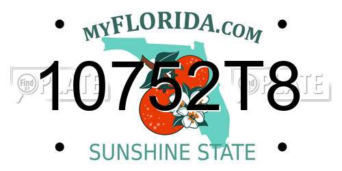 10752T8 Florida License Plate