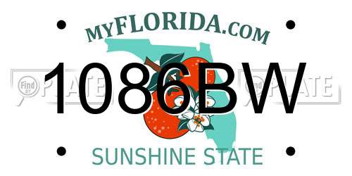1086BW Florida License Plate