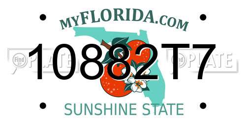 10882T7 Florida License Plate