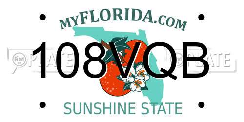108VQB Florida License Plate