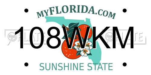 108WKM Florida License Plate