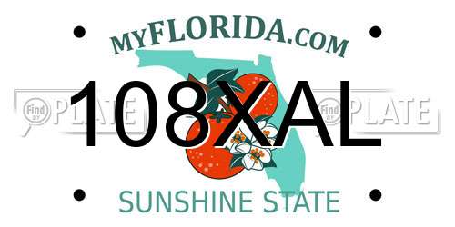 108XAL Florida License Plate