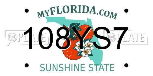 108YS7 Florida License Plate
