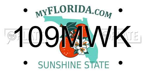 109MWK Florida License Plate