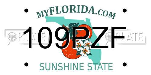 109PZF Florida License Plate