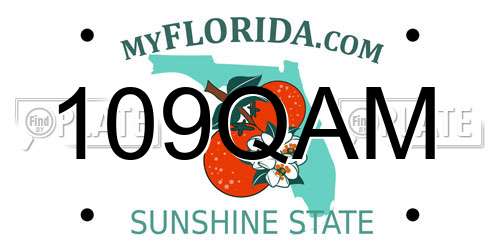 109QAM Florida License Plate