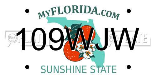 109WJW Florida License Plate