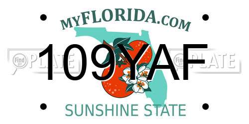 109YAF Florida License Plate